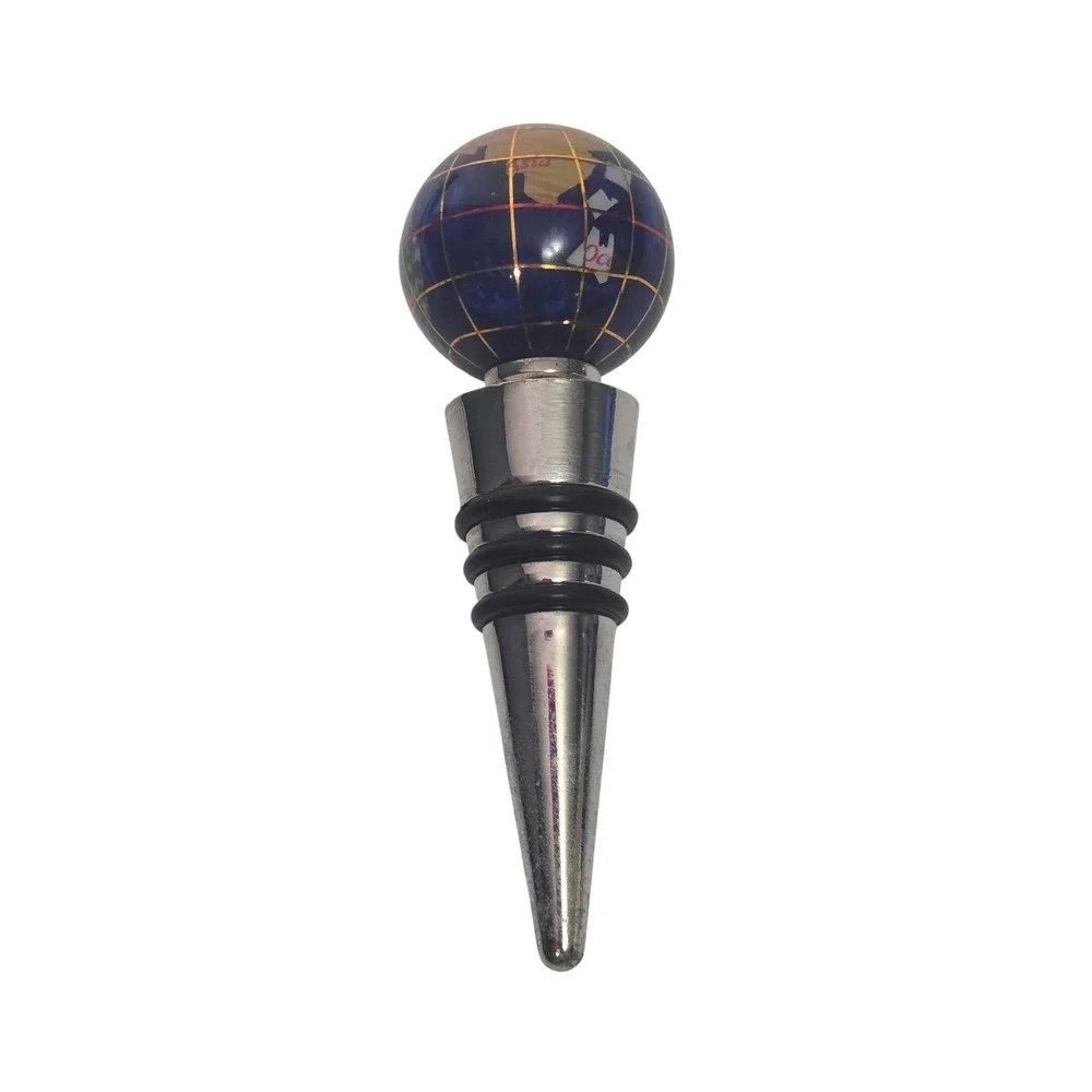 Unbranded Wine Stopper Blue Gemstone Lapis Globe Silver‎ Tone Metal